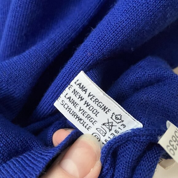 Vintage Olsen Wool Sweater Womens Royal Blue Knit EU 40 Made in Italy Career - Picture 5 of 9